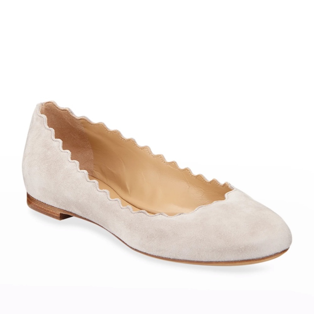 Chloe Scalloped Suede Ballet Flats